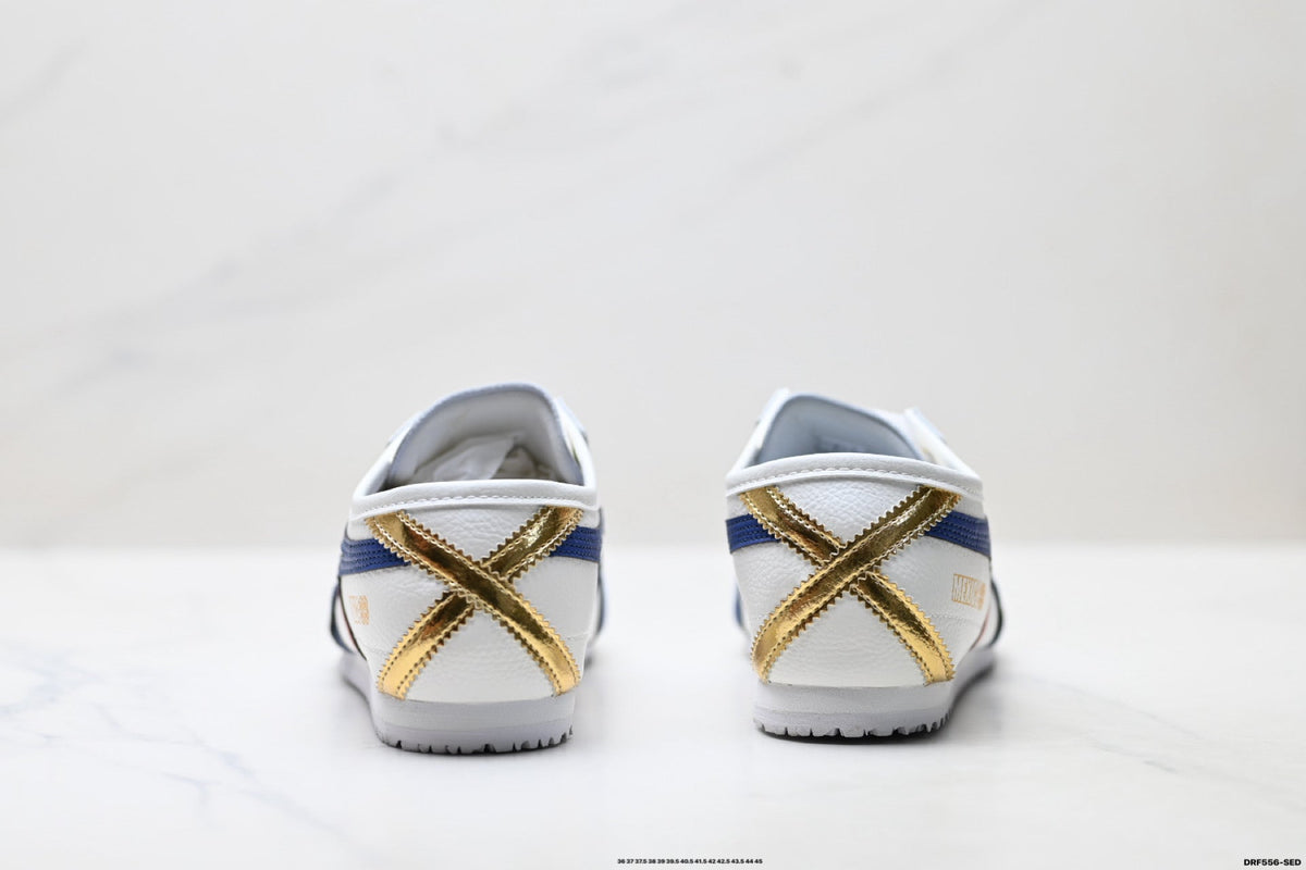 Onitsuka Tiger Retro Low Top White Royal Blue Red Unisex Shoes Style 20 detail view 7