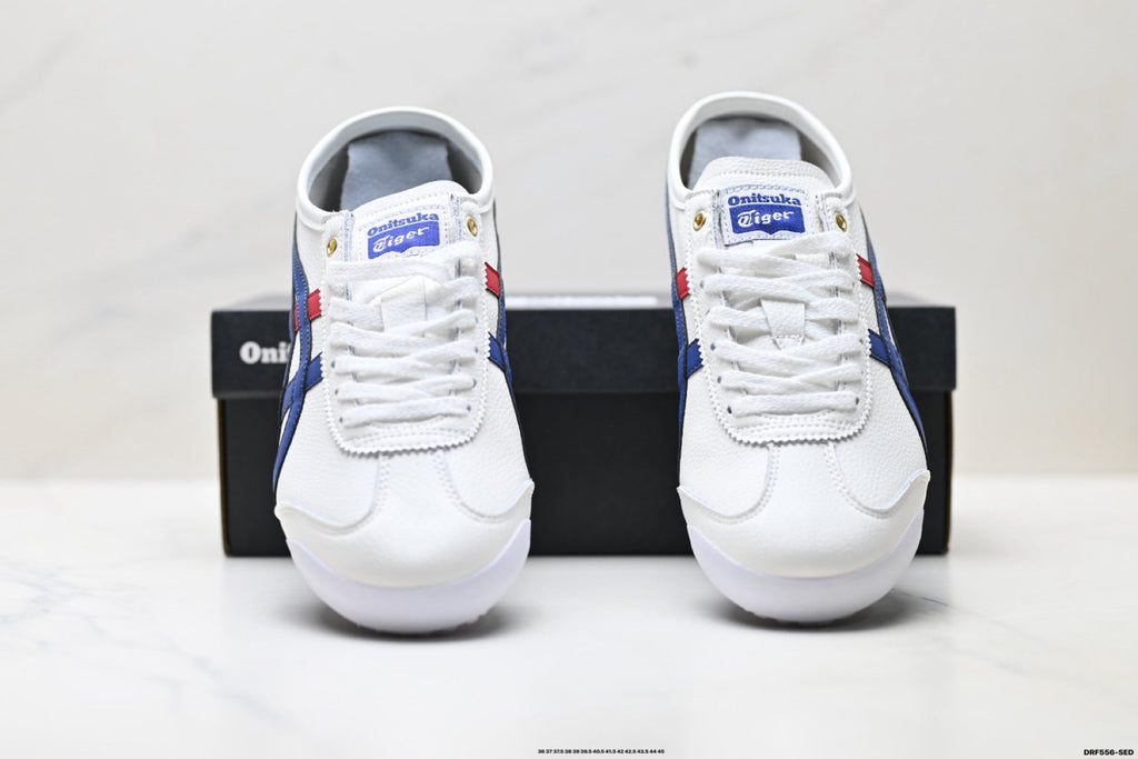 Onitsuka Tiger Retro Low Top White Royal Blue Red Unisex Shoes Style 20 detail view 8
