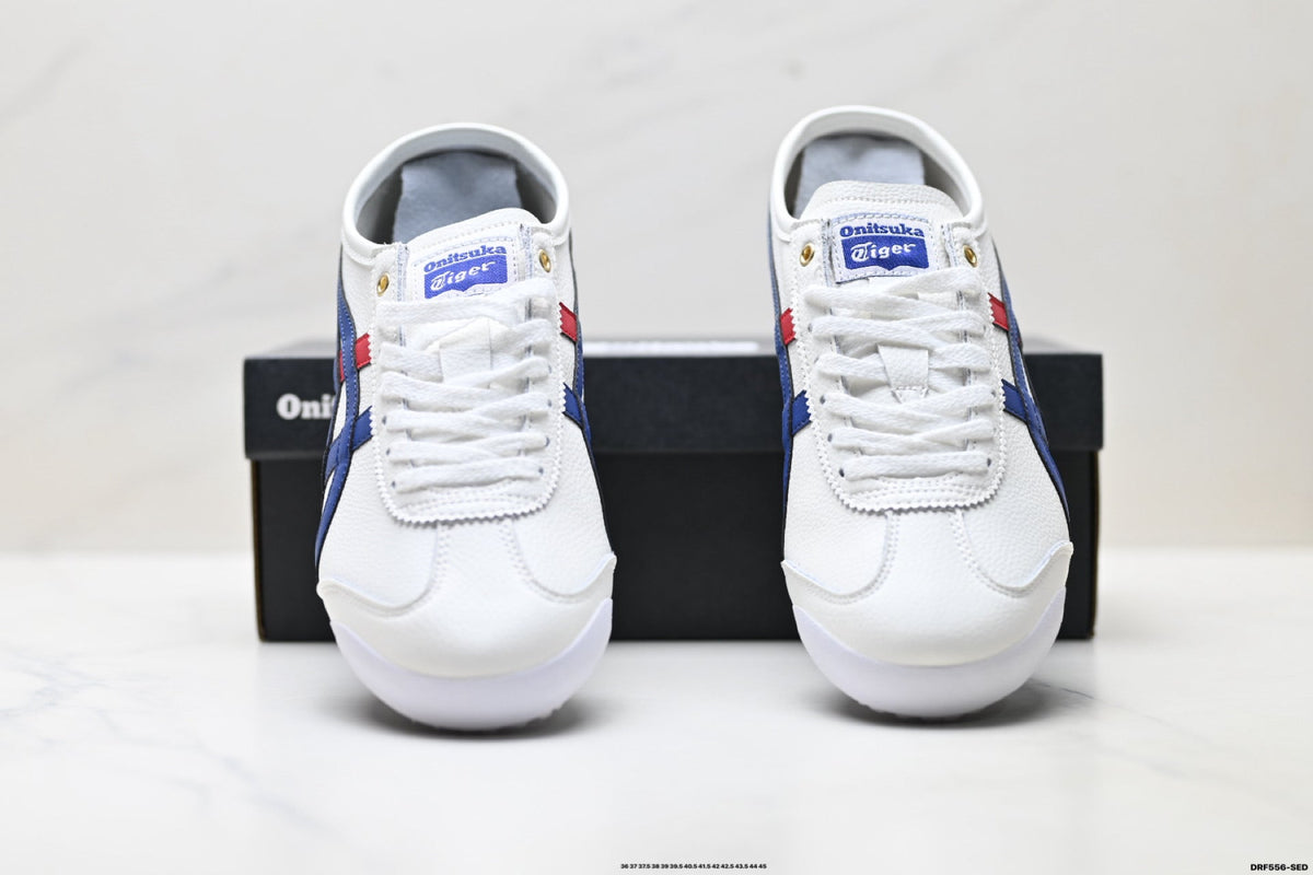 Onitsuka Tiger Retro Low Top White Royal Blue Red Unisex Shoes Style 20 detail view 8