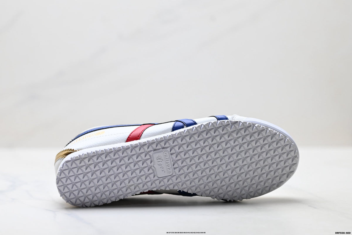 Onitsuka Tiger Retro Low Top White Royal Blue Red Unisex Shoes Style 20 detail view 9