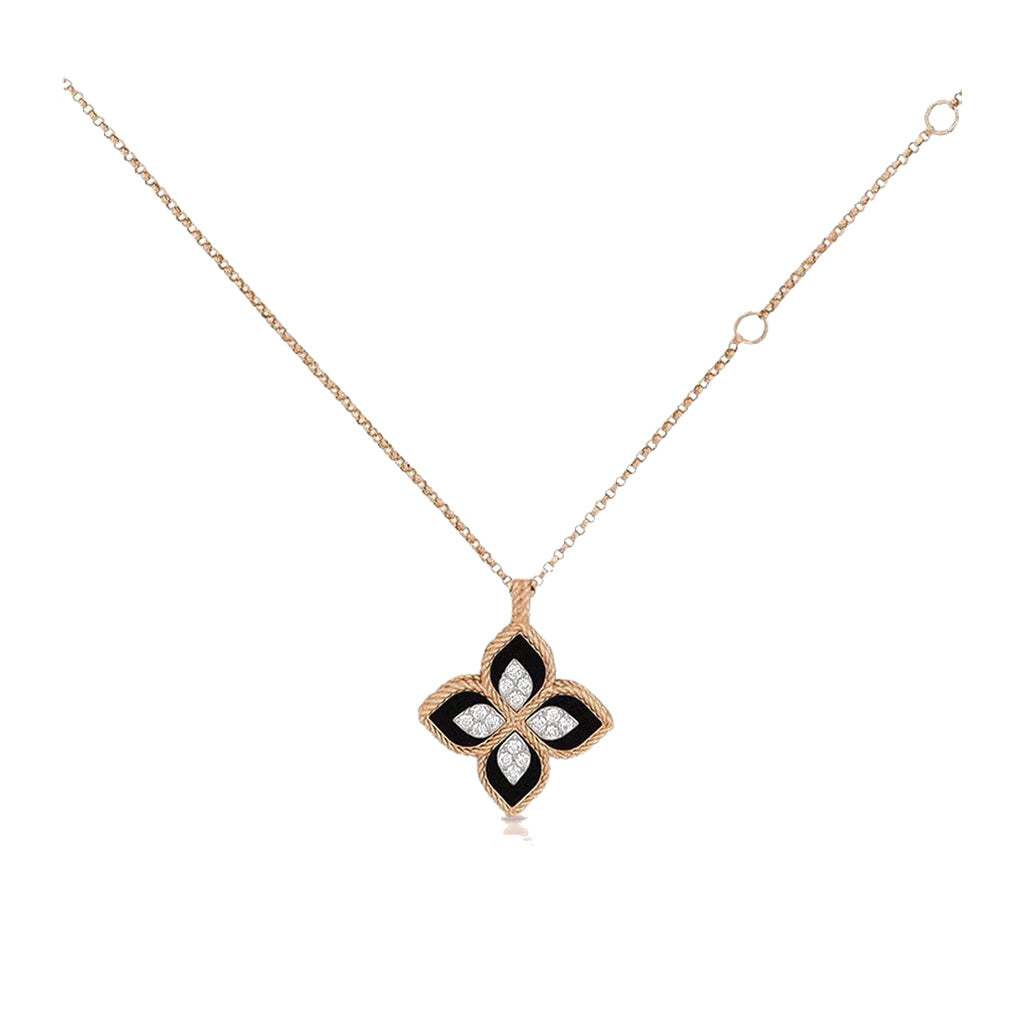 Roberto Coin Style Four-Leaf Clover Cubic Zirconia Necklace front product view