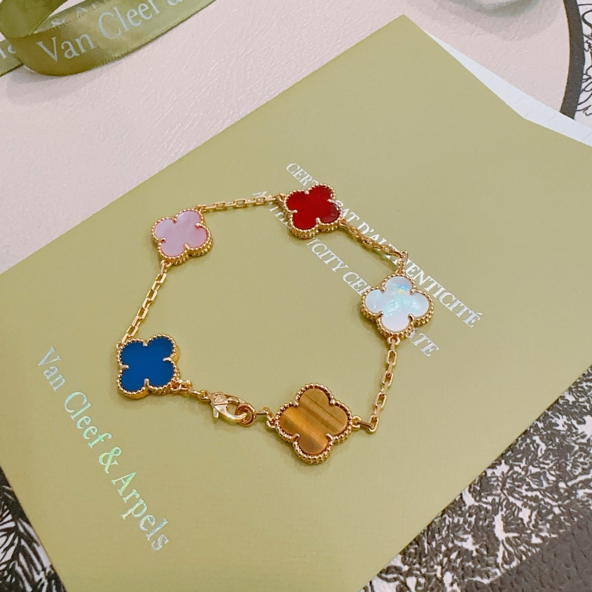 Van Cleef & Arpels-Style Rainbow Clover Bracelet detail 1