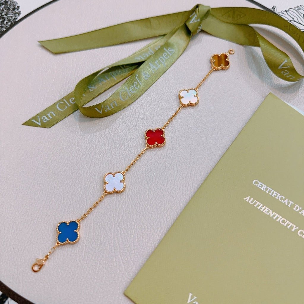 Van Cleef & Arpels-Style Rainbow Clover Bracelet detail 3