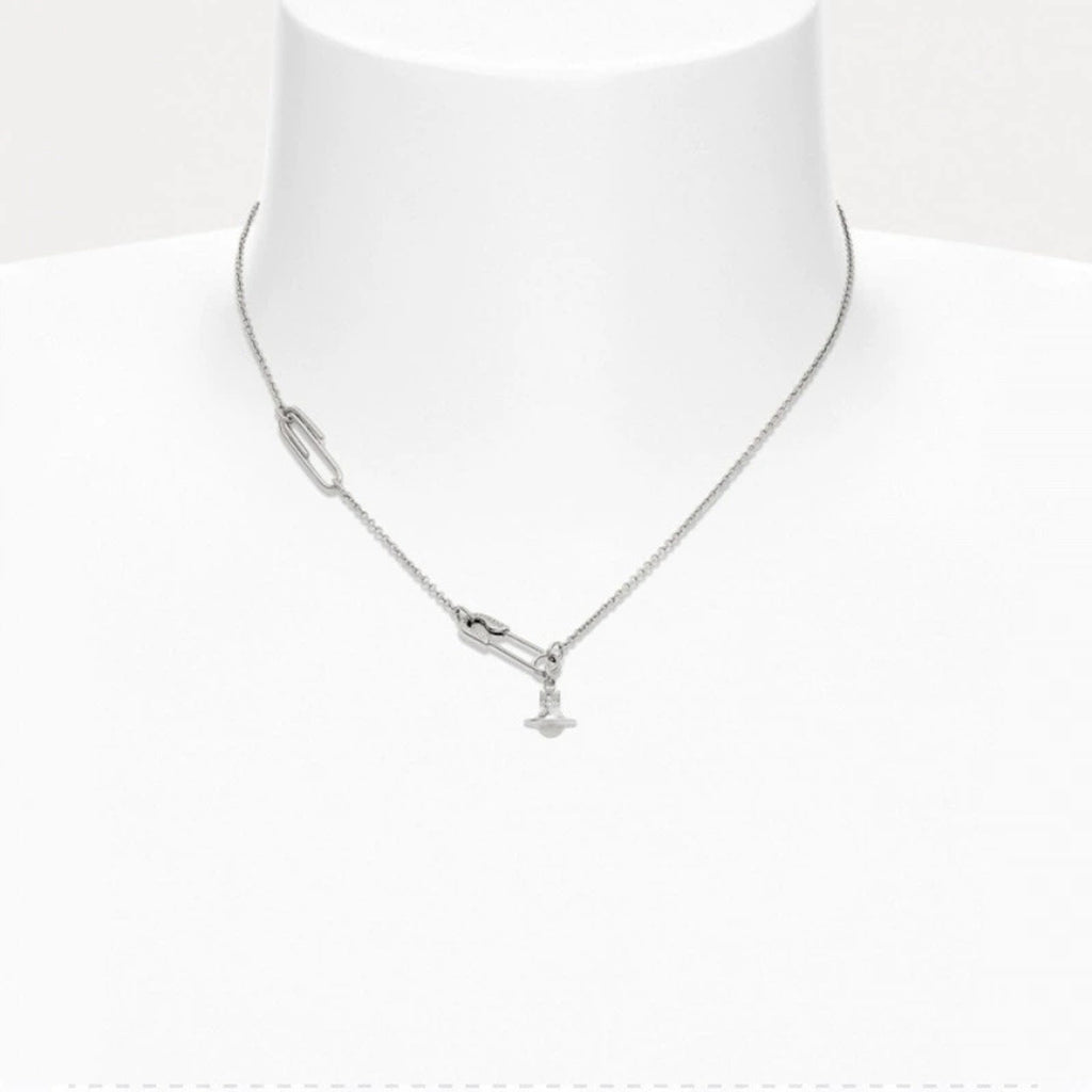 Vivienne Westwood Style 3D Orb Safety Pin Necklace detail 1