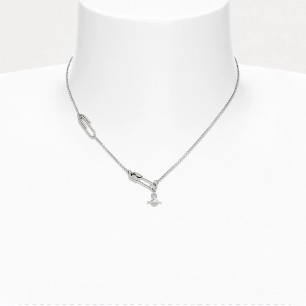 Vivienne Westwood Style 3D Orb Safety Pin Necklace detail 1