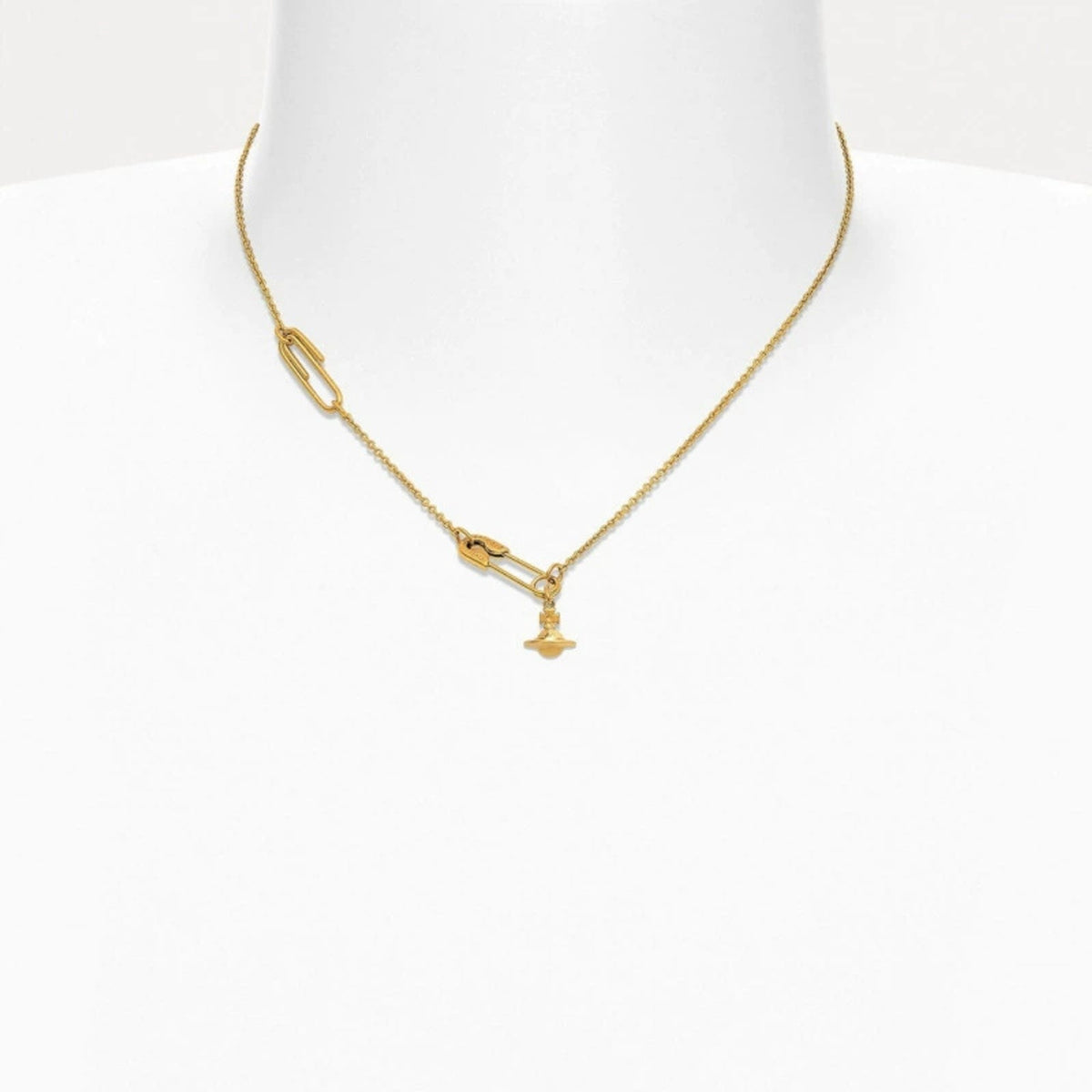 Vivienne Westwood Style 3D Orb Safety Pin Necklace detail 2