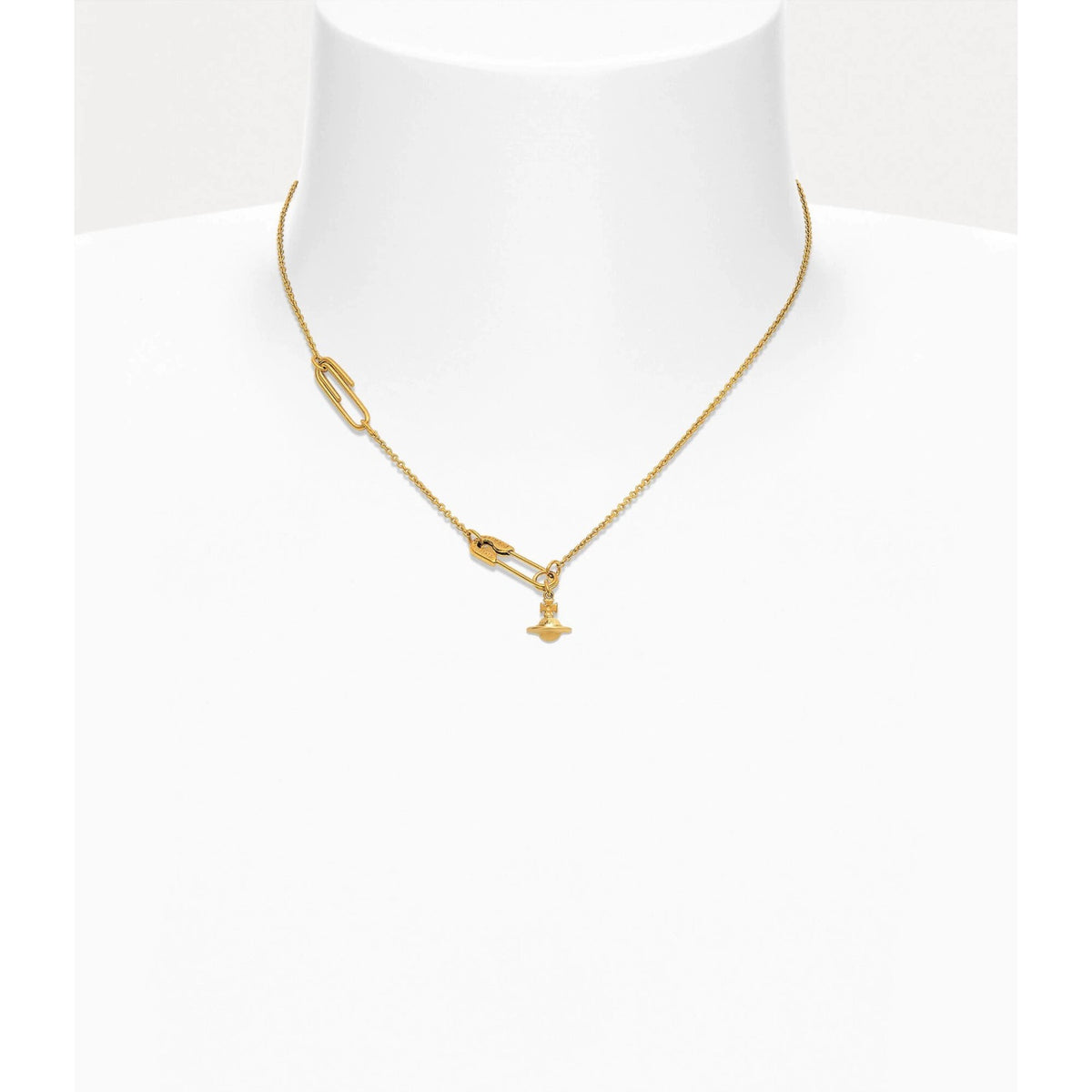 Vivienne Westwood Style 3D Orb Safety Pin Necklace detail 6