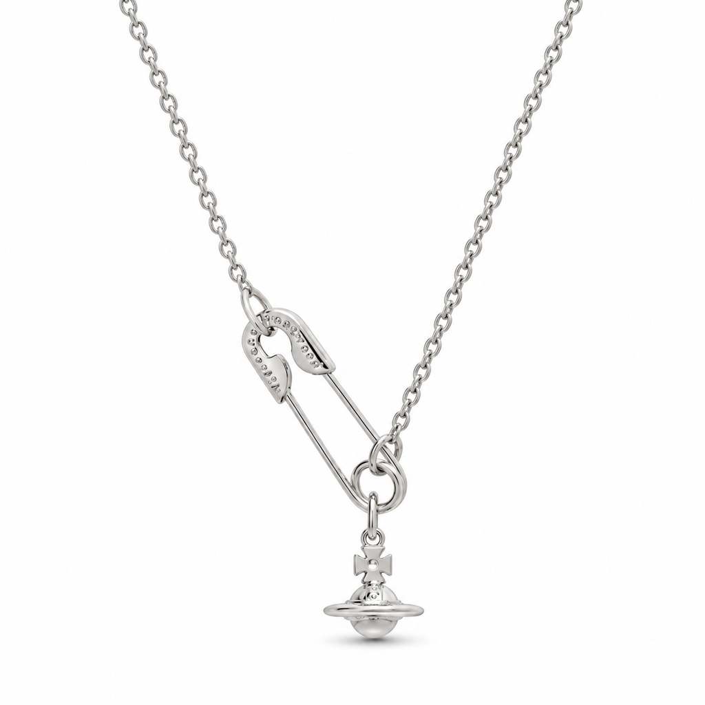 Vivienne Westwood Style 3D Orb Safety Pin Necklace main product image