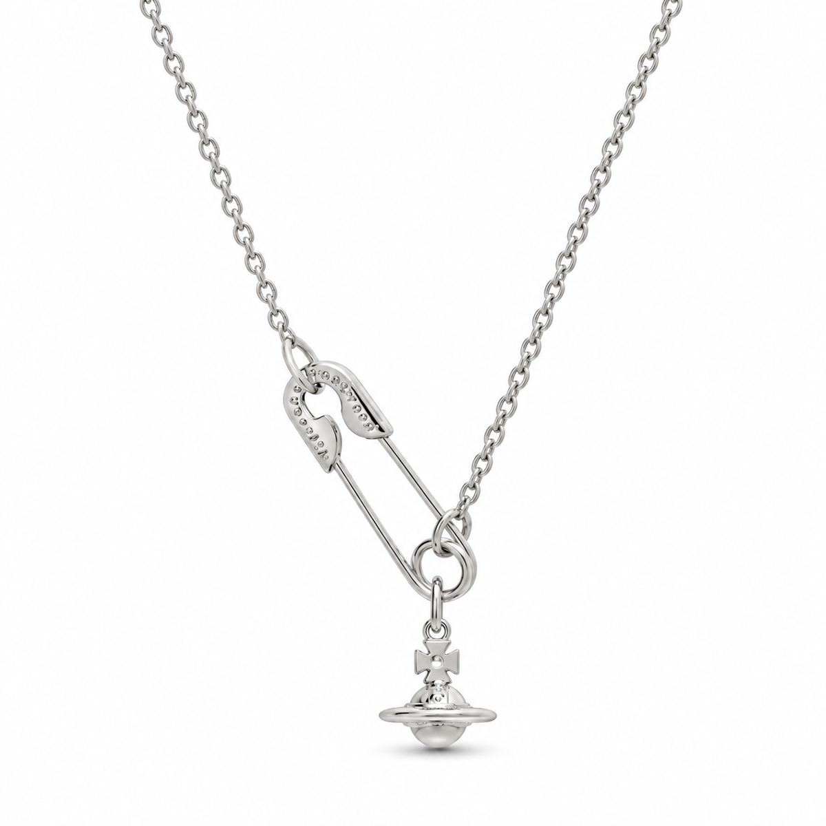 Vivienne Westwood Style 3D Orb Safety Pin Necklace main product image