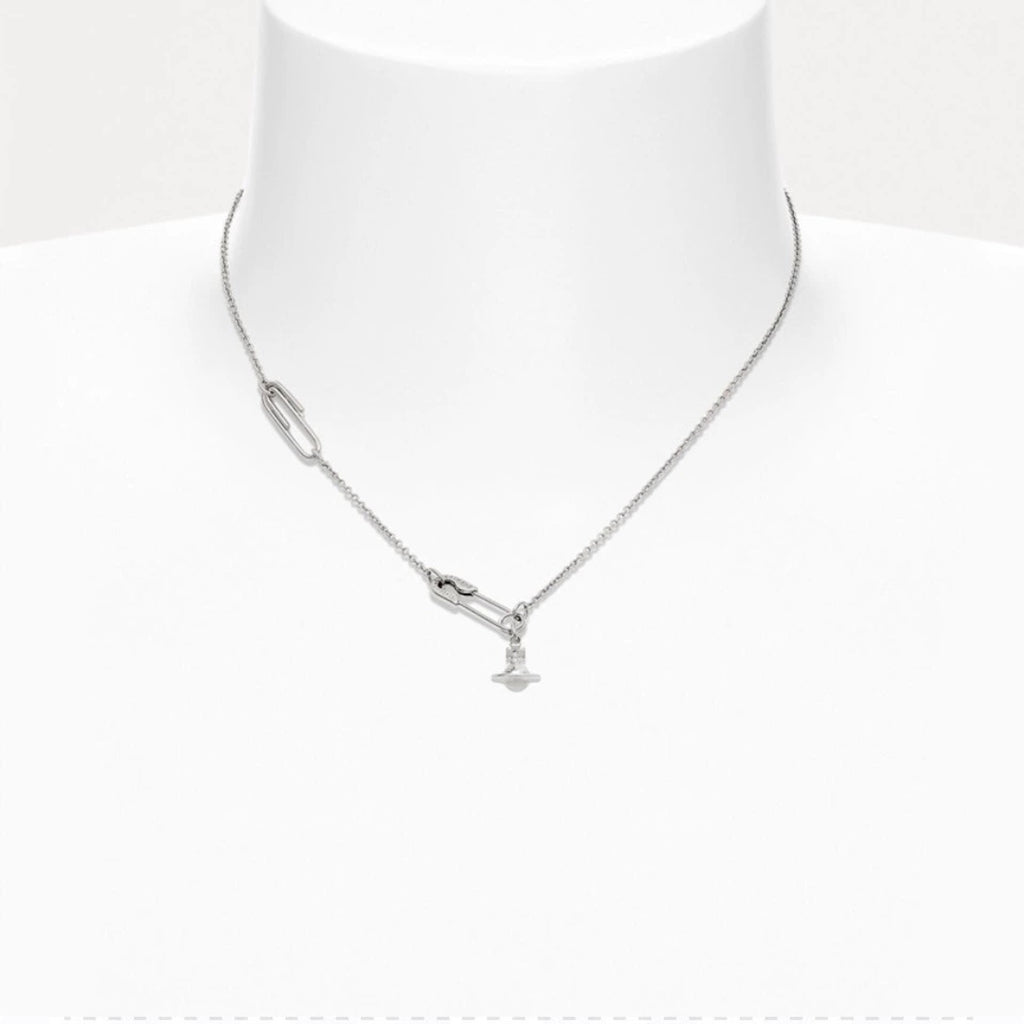 Vivienne Westwood Style 3D Orb Safety Pin Necklace