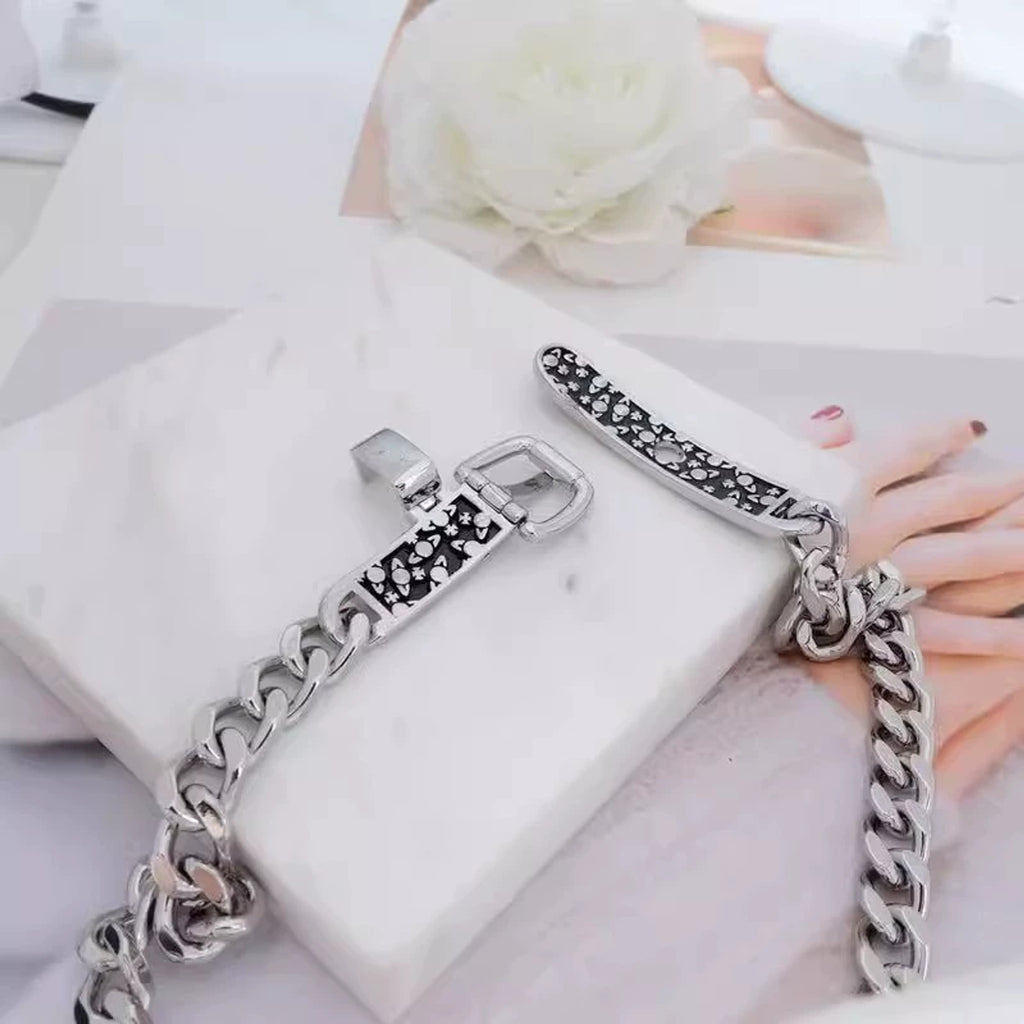 Vivienne Westwood Style Engraved Letter Cuban Chain Necklace detail 1