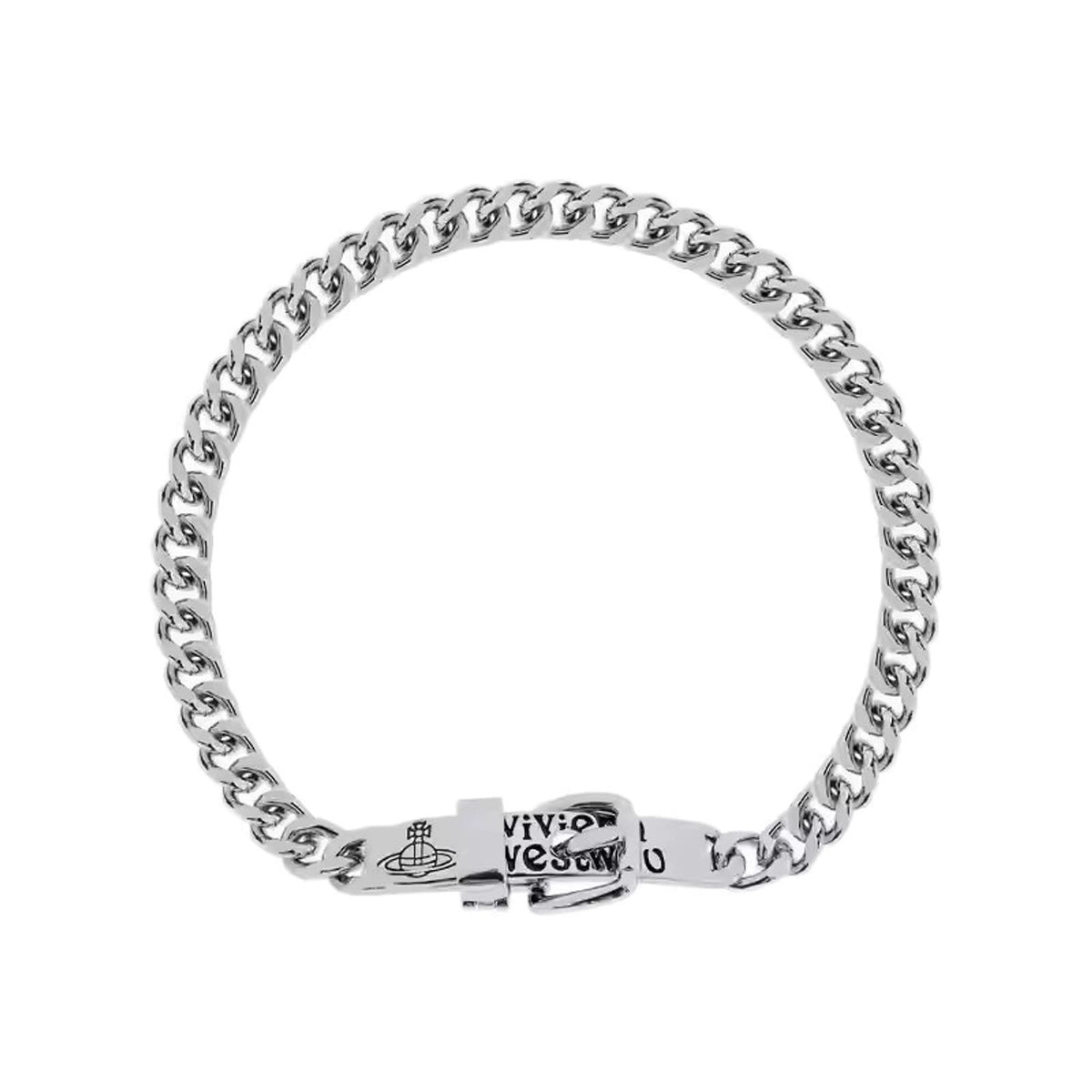 Vivienne Westwood Style Engraved Letter Cuban Chain Necklace detail 4