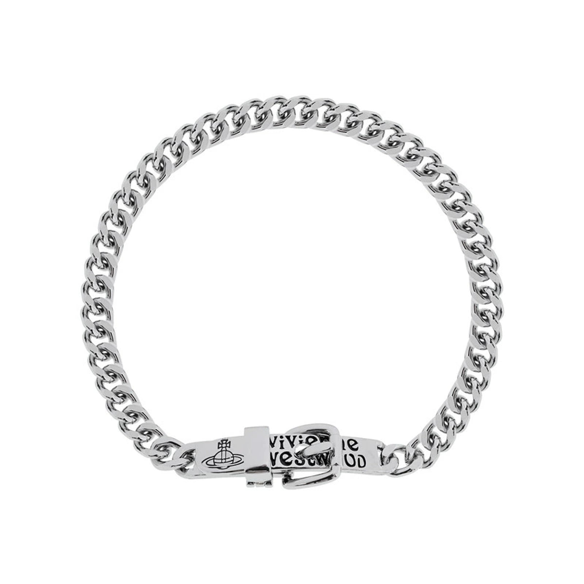 Vivienne Westwood Style Engraved Letter Cuban Chain Necklace