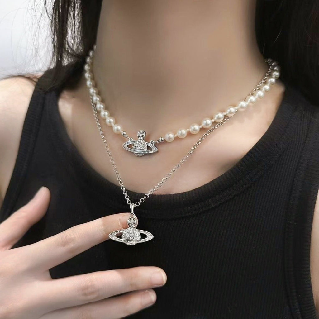 Vivienne Westwood Style Layered Chain Orb Necklace detail 2