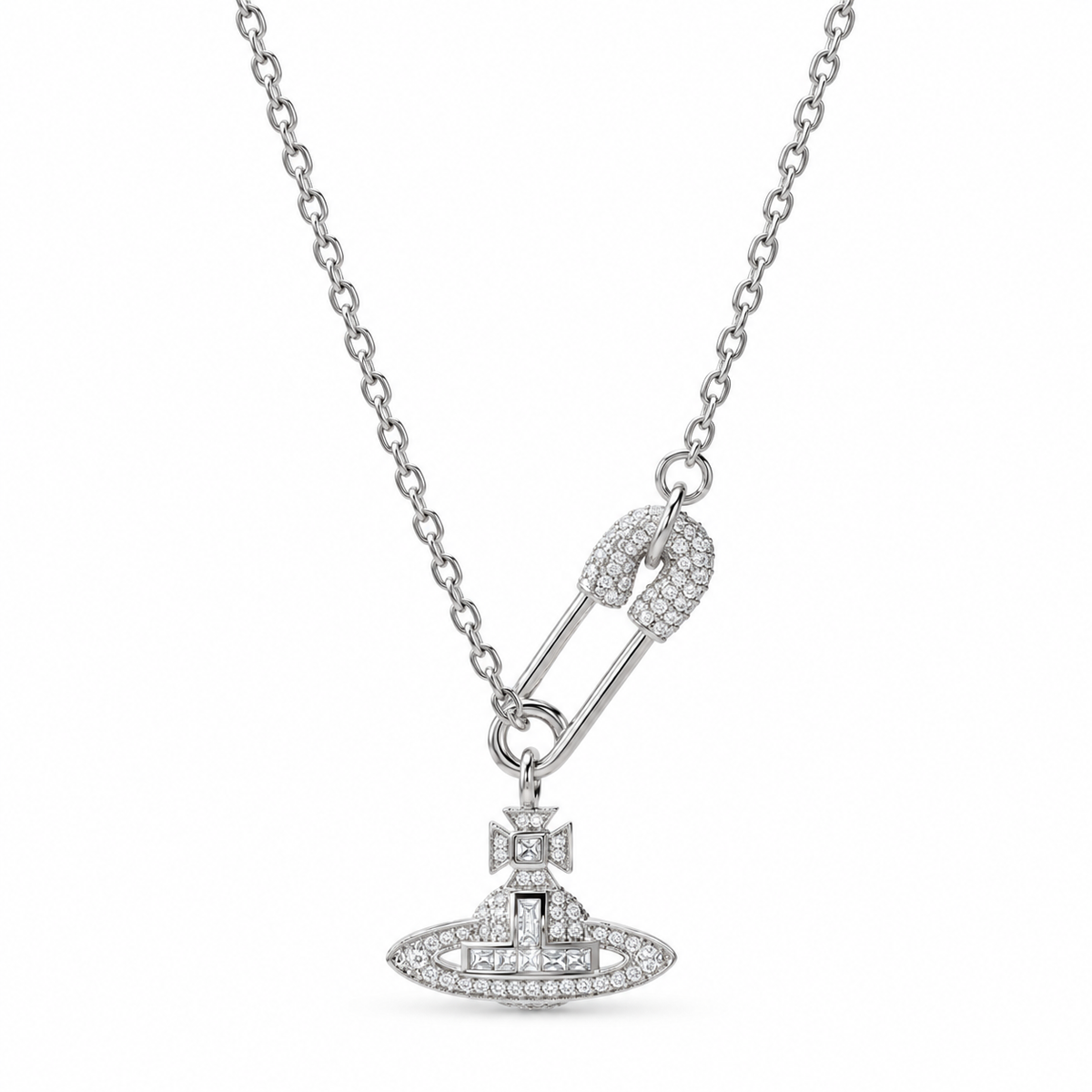 Vivienne Westwood Style Openwork Safety Pin Orb Necklace main product image