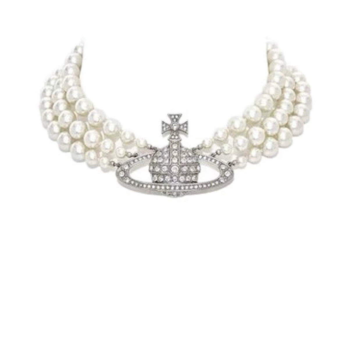 Vivienne Westwood Style Triple Pearl Orb Necklace detail 4