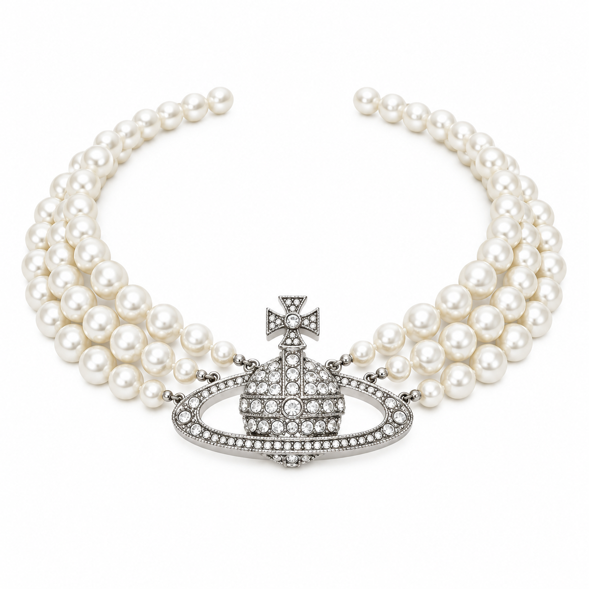 Vivienne Westwood Style Triple Pearl Orb Necklace main product image